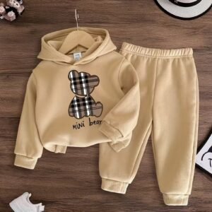 Mini Bear Plaid Hoodie Set