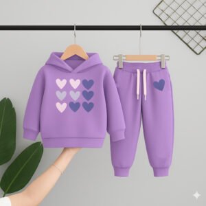 Purple Heart Print Hoodie Set